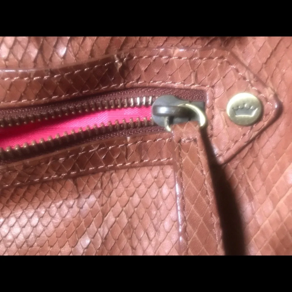 ELAINE TURNER snakeskin brown purse